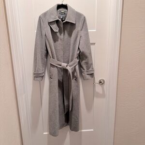 Lauren Ralph Lauren Gray Long Belted Coat 100% Wool - Vintage - Size L